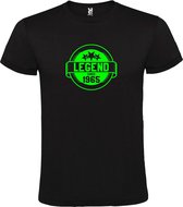 Zwart T-Shirt met “Legend sinds 1965 “ Afbeelding Neon Groen Size XXL