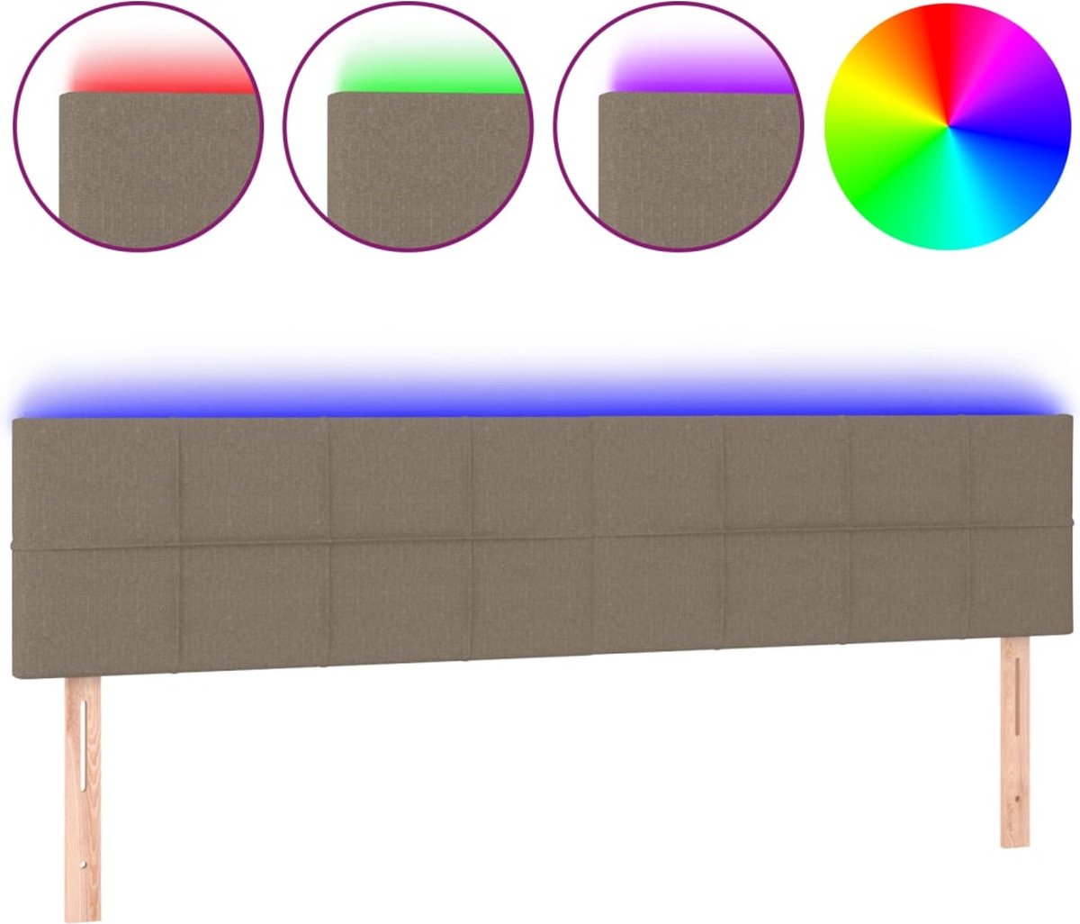 vidaXL - Hoofdbord - LED - 160x5x78/88 - cm - stof - taupe