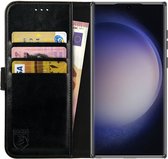 Rosso Element Book Case Wallet Hoesje Geschikt voor Samsung Galaxy S23 Ultra | Portemonnee | 3 Pasjes | Magneetsluiting | Stand Functie | Zwart
