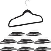 Relaxdays 80x kledinghanger fluweel - kleerhanger - zwart - 360° draaibare haak - antislip