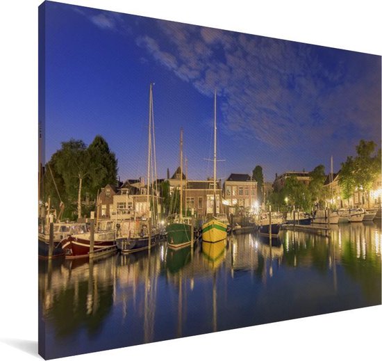 Canvas Schilderij Haven - Boot - Nederland - 120x80 cm - Wanddecoratie - MuchoWow