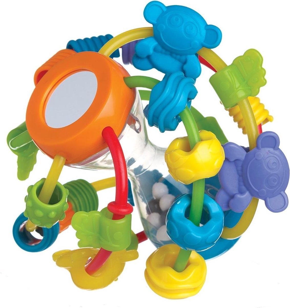 Playgro Speel en leerbal - Grijp- en Bijtspeelgoed - Klikklak geluiden - Spiegeltje - Kralen - Cilinder met rattelende ballen - Playgro