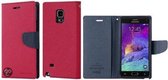 Galaxy Note 4 Mercury Cover Color Fancy Diary Donker roze/Blauw