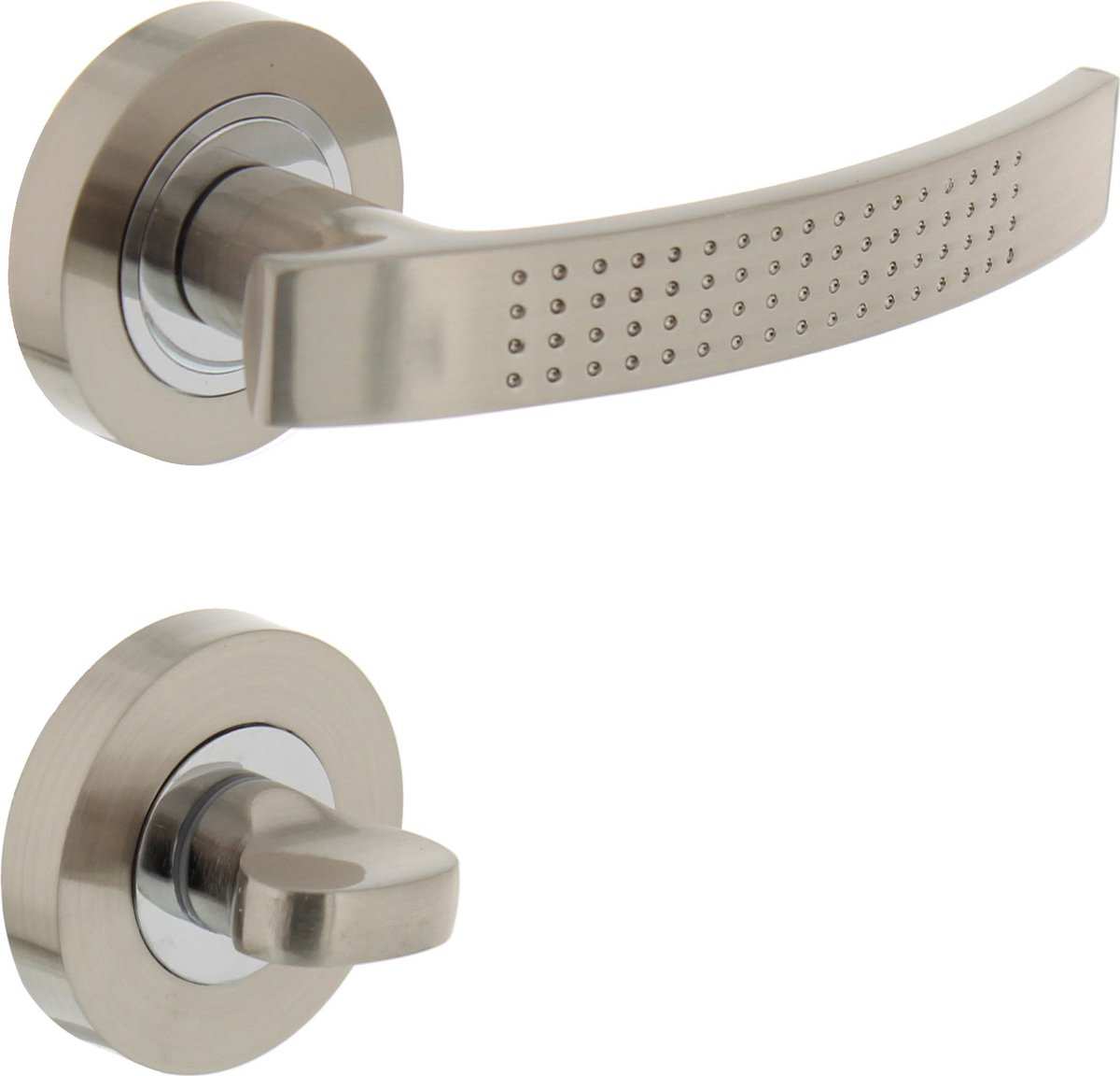 INTERSTEEL Deurkruk 1696 William op rond rozet 7mm nokken met WC6mm nikkel mat
