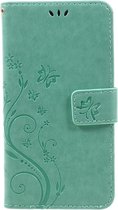 Shop4 - Samsung Galaxy A3 (2017) Hoesje - Wallet Case Vlinder Patroon Groen