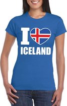 Blauw I love Ijsland fan shirt dames S