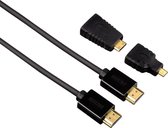 Hama High Speed HDMI™ Cable, plug - plug, Ethernet, 1.5 m + 2 HDMI™ adapters