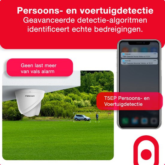 Foscam T5EP IP Camera - 3K QHD - PoE - IP turret camera - Nachtzicht - Geluid en lichtalarm - Wit van Foscam — afbeelding 4