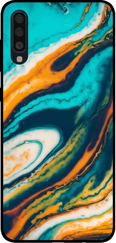 Smartphonica Coque de téléphone pour Samsung Galaxy A70 aspect marbre - Coque arrière en marbre - Vert pour Samsung Galaxy A70