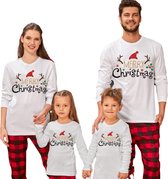 Dames T-shirt / Kerstkleding / Christmas Familie bijpassende glitter outfits | Wit | Maat XL