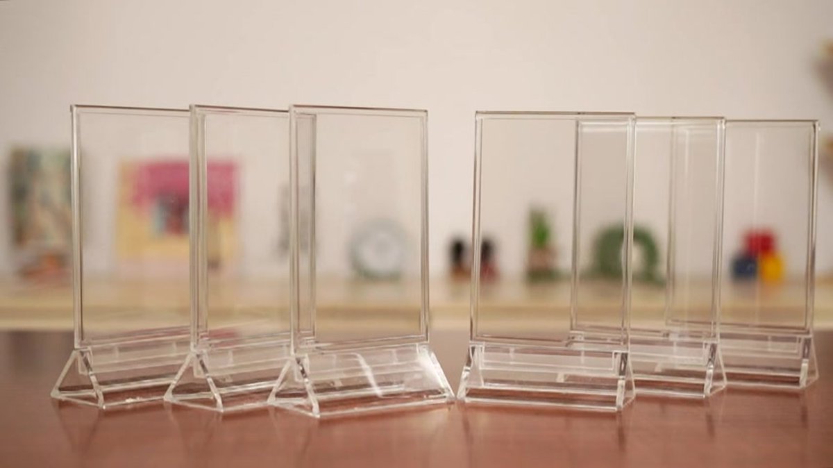 Pieds De Table A6  12 Pièces  - L11 X H19,5 Cm Plastique Transparent Pieds De Table Verticaux Double Face En Plastique Pour Porte Menus De Restaurant Cadres Photos Et Porte Cartes De Menu De Mariage