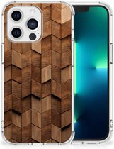 Stevig Telefoonhoesje geschikt voor Apple iPhone 13 Pro Wooden Cubes