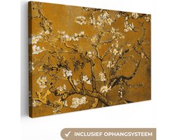Schilderijen op canvas - Amandelbloesem goud 120x80 - Kamer decoratie accessoires - Vincent van Gogh schilderij woonkamer - Wanddecoratie industrieel - Muurdecoratie keuken - Wanddoek oude meesters - Woondecoratie huis - Decoratieve woonaccessoires