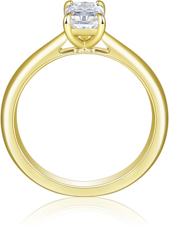 Elysium - Bague solitaire moissanite émeraude en or jaune 14 carats - 4,9 carats