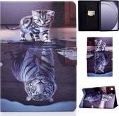 Samsung Galaxy Tab A9 Plus - hoesje book case cover - poes en tijger - (11 inch) - Tab A9+ - - silicone inleg hoes map