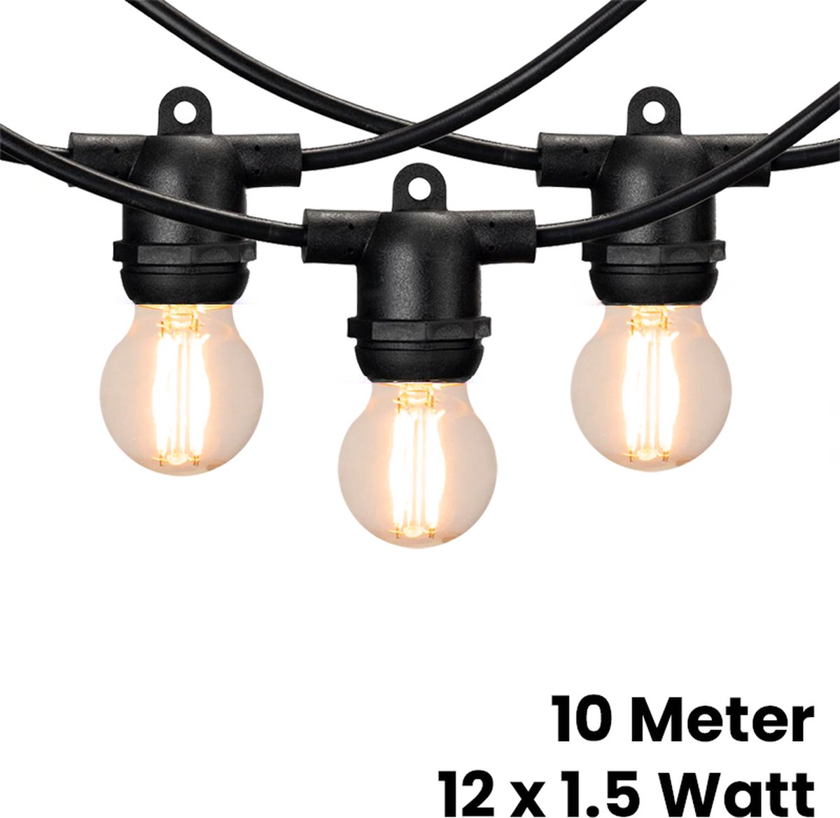 Lybardo lichtsnoer buiten - Lichtslinger - 10 meter inclusief 12 warm witte  lampjes... | bol