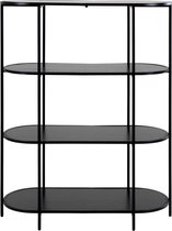Scandirack - Rek - spaanplaat - zwart - stalen frame - 4 schappen - ovaal