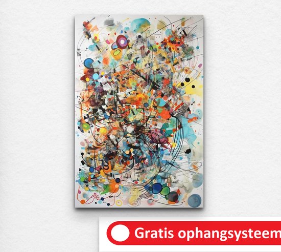 kleurrijk schilderij - muziek schilderij - muziek schilderijen - schilderij kleurrijk - schilderijen slaapkamer - schilderij muziek - 60 x 90 cm Met baklijst