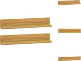 vidaXL - Teakhouten Wandplanken - Set van 2 - 60 x 10 x 10 cm - Natuurlijke afwerking - Wandsteun