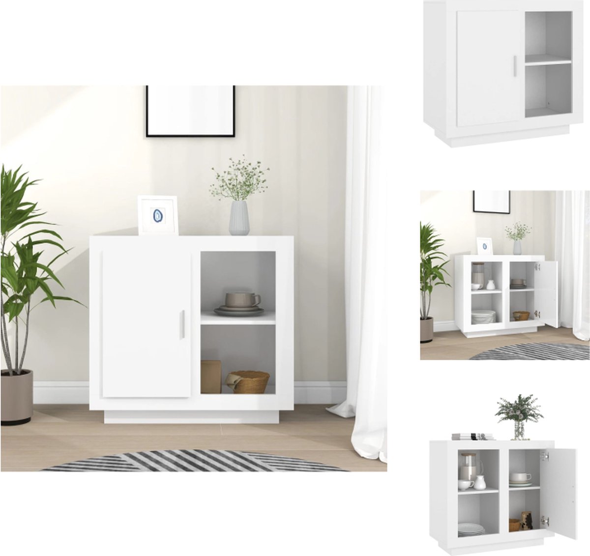 VidaXL Dressoir Wit 80 x 40 x 75 cm Bewerkt hout Keukenkast