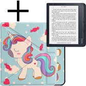 Hoes Geschikt voor Kobo Libra 2 Hoesje Bookcase Cover Book Case Hoes Sleepcover Trifold Met Screenprotector - Eenhoorn