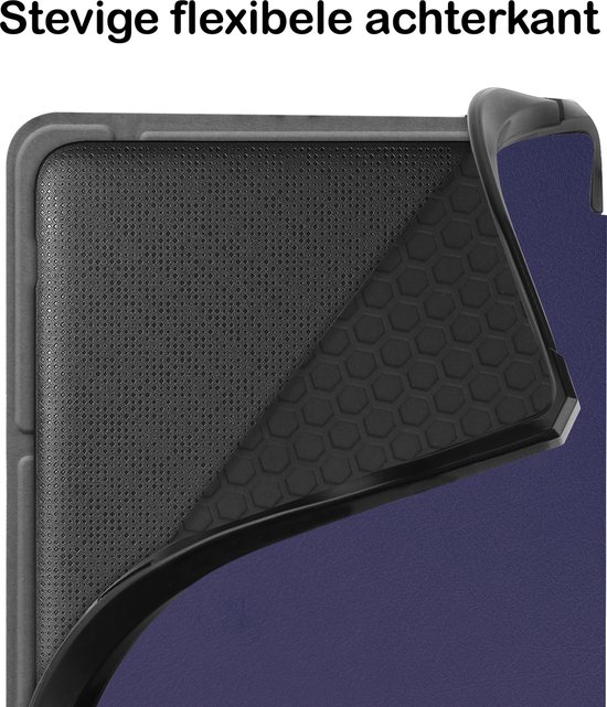Hoesje Geschikt voor Kobo Sage Hoesje Luxe Bescherm Case Trifold Met Screenprotector - Hoes Geschikt voor Kobo Sage Hoes Book Cover - Donkerblauw van Hoesje  — afbeelding 4