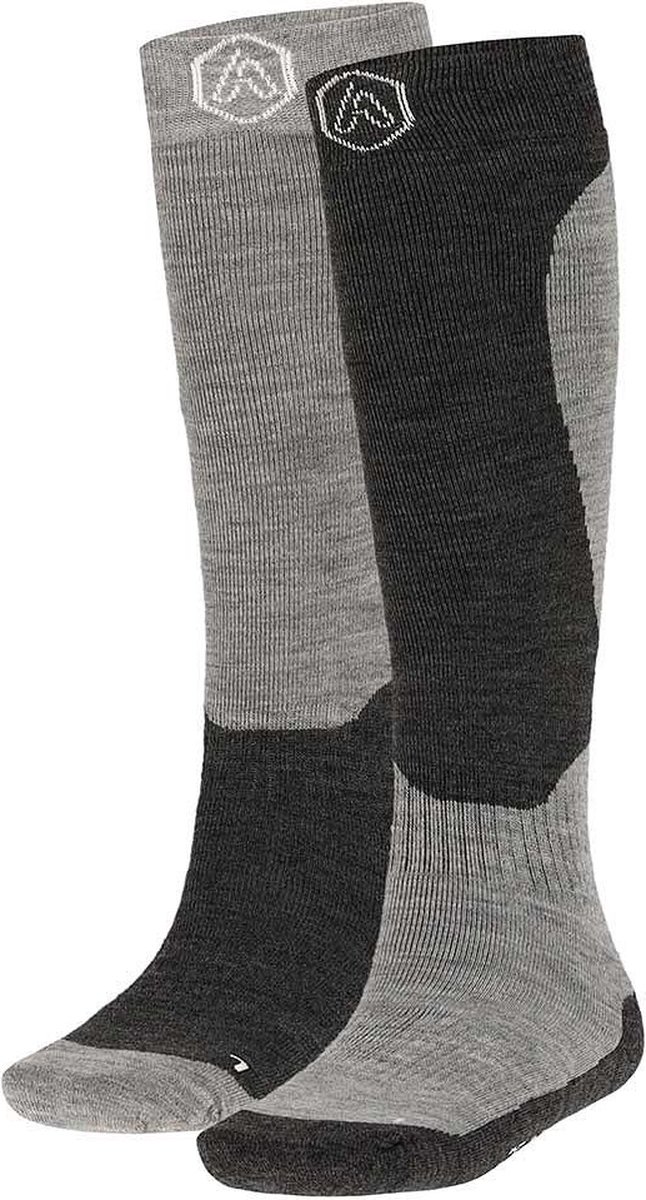 Apollo - Skisokken Unisex - Grijs Design - 2-Paar - Maat 43/46 - Skisokken Heren