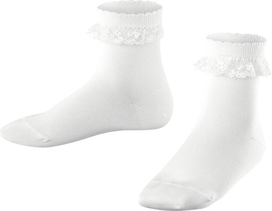 Witte kindersokken met kanten rand