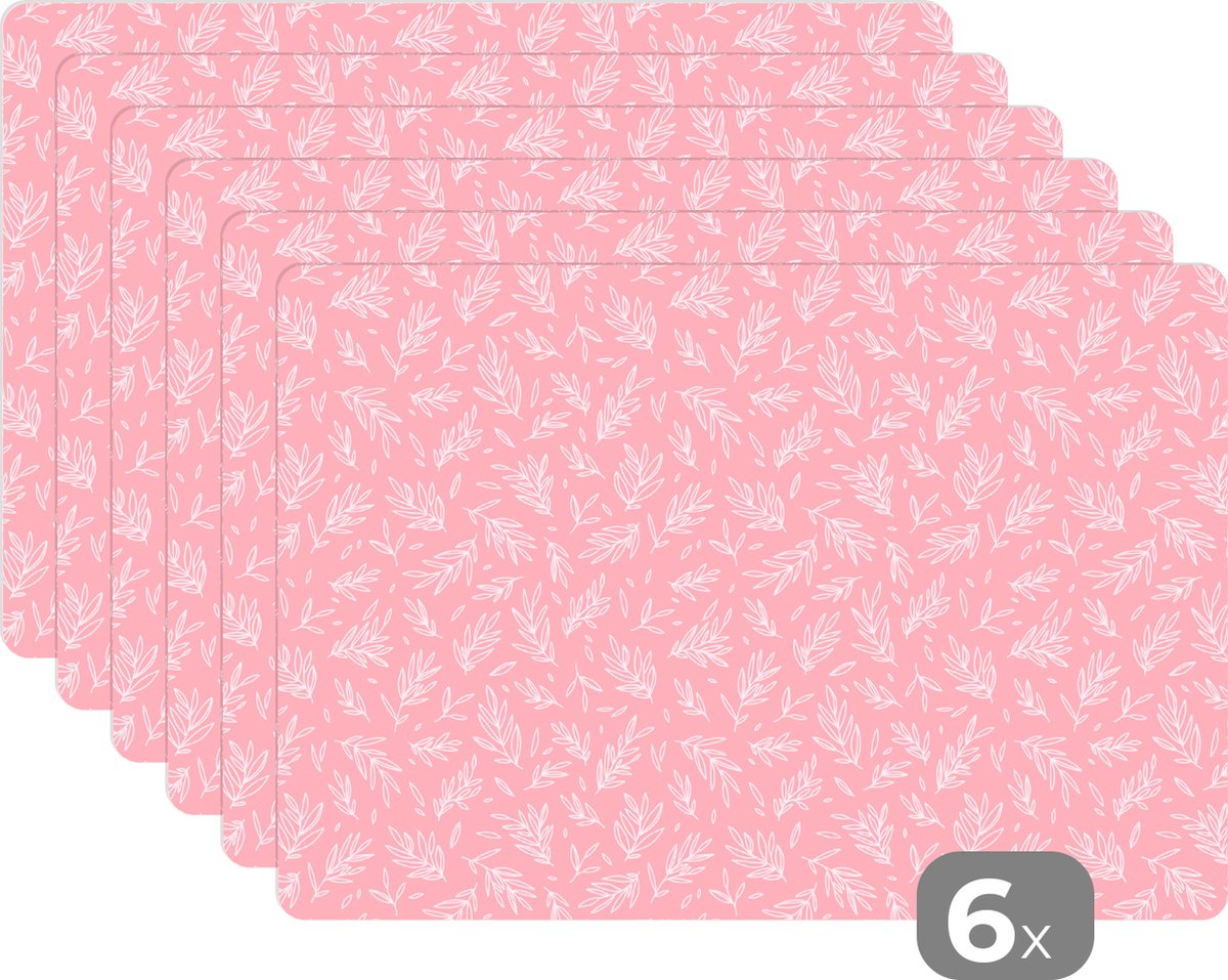 Placemat kinderen 45x30 cm Roze blaadjes Grote placemats kunststof