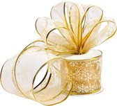 Gcs Rouleau De Ruban Métallique En Organza Doré Pour Emballage Des