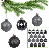 Boules de Noël anthracite , Set de Boules de Noël, Décorations pour arbres de Noël 4 cm, 18 pièces