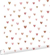 ESTAhome papier peint coeurs terre cuite et rose - 139360 - 50 x 900 cm