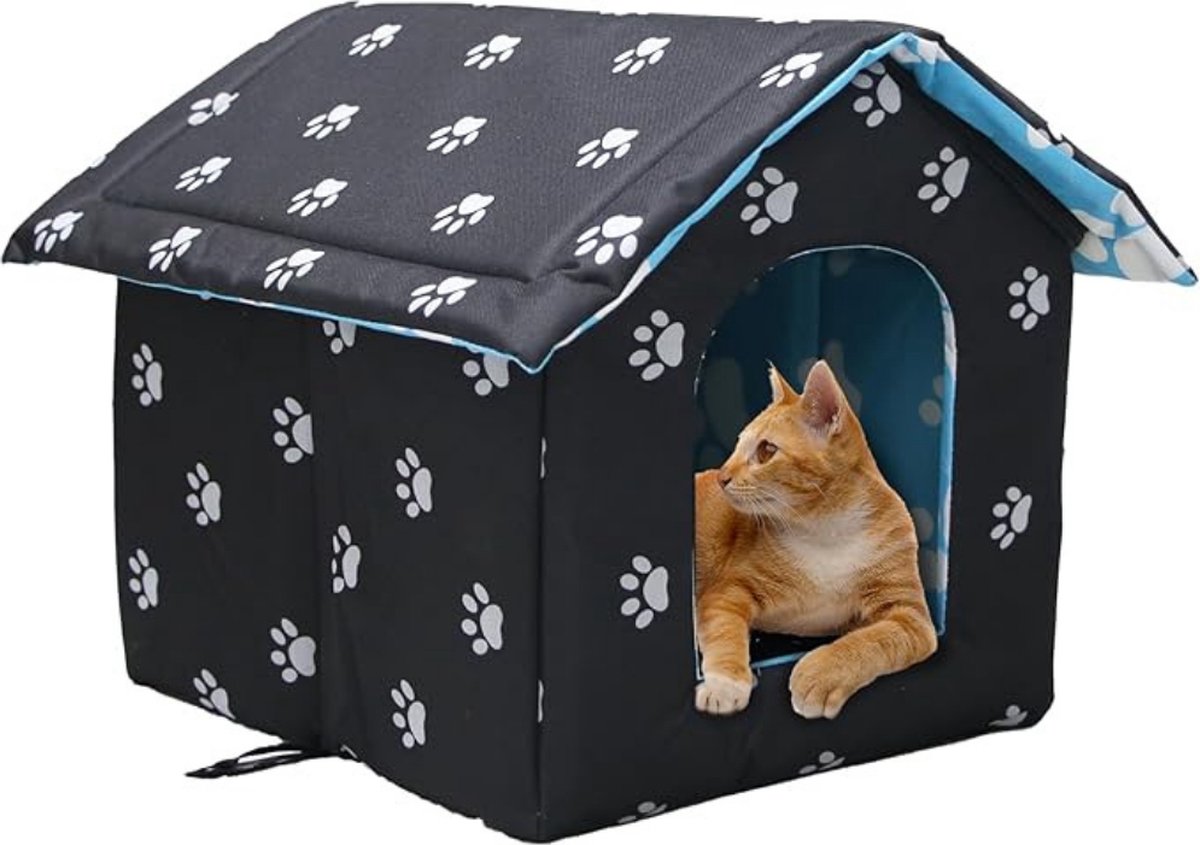 Thuys - Kattenhuis voor Buiten - Weerbestendig Kattenhuis Kunststof - Opvouwbaar - Donkergrijs