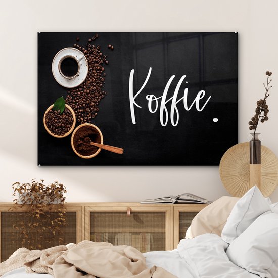 MuchoWow® Peinture sur verre 120x80 cm - Peinture sur verre acrylique - Dictons - Café - Citations - Photo sur verre - Peintures