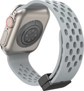 Siliconen bandje - geschikt voor Apple Watch series 1/2/3/4/5/6/7/8/9/SE/SE 2/Ultra/Ultra 2 met case size 42 mm / 44 mm / 45 mm / 49 mm - Lichtgrijs