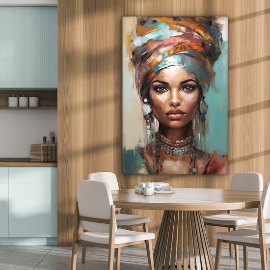 Tableau toile femme 90x140 cm - Décoration chambre adultes - Art moderne - Décoration murale toile toile abstraite - Toile murale cuisine - Photo sur toile - Tableau cuisine décoration maison - Décoration chambre abstraite - Hotel chic