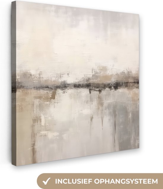 Tableau sur toile Art moderne - Abstrait - Beige - 50x50 cm - Décoration murale