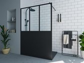 Shower & Design Italiaanse douchewand mat zwart met werkplaatsstijl - 140 x 200 cm - URBANIK L 140 cm x H 200 cm x D 1.9 cm