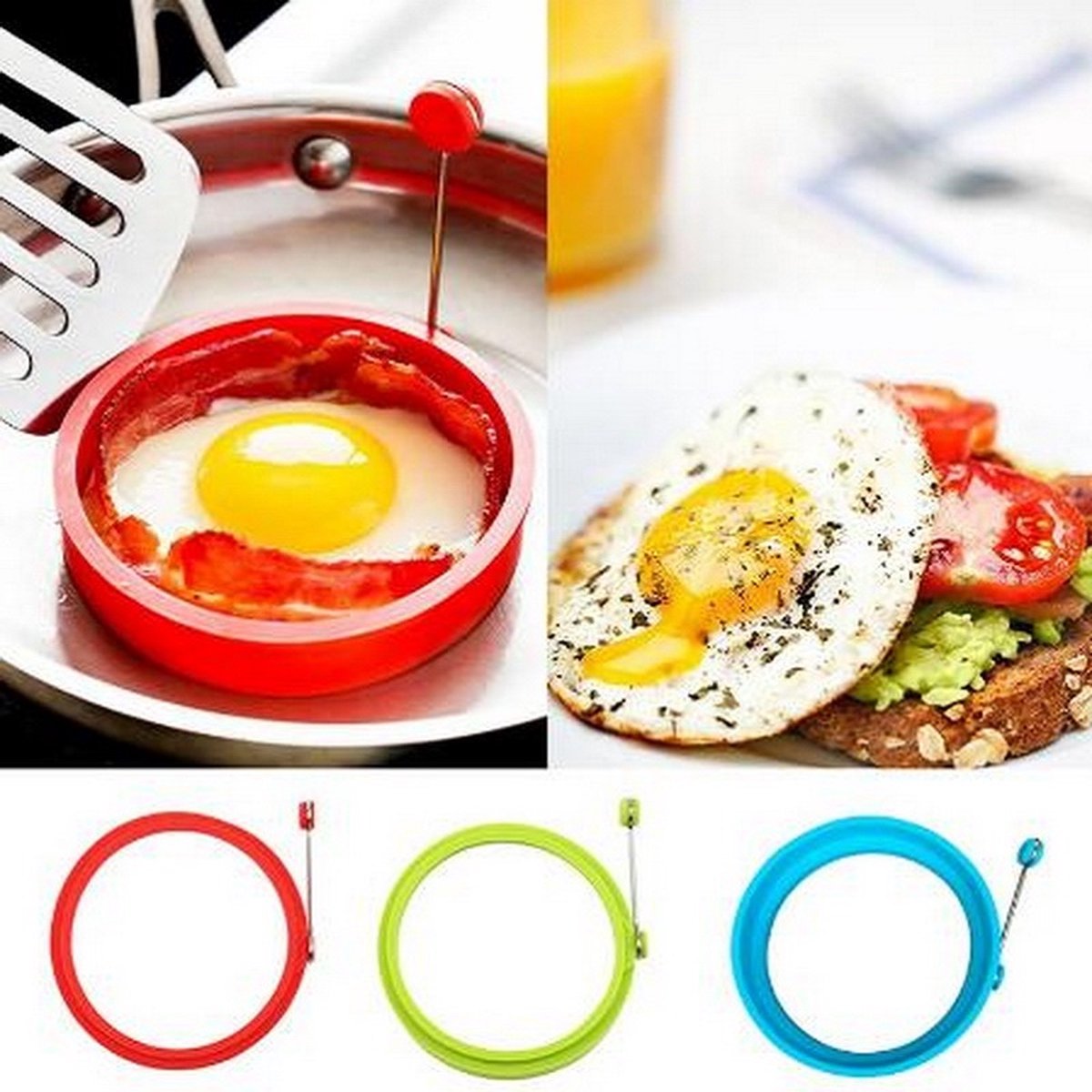 Ei ring Rood - Siliconen Ei-ring - Bakring - Pannekoekenring - Pancake ring - Bakvorm keuken - Pan - Ei Bakvorm - Bakaccesoire