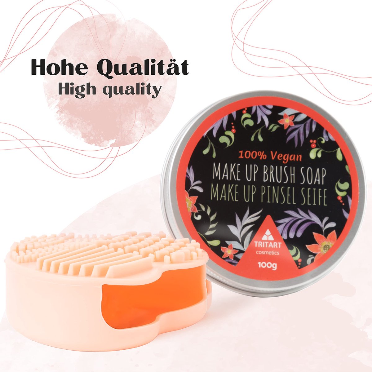 Savon Crème Végétalien Hartem Pour Nettoyer Les Pinceaux De Maquillage Et De Peinture - Avec Huiles Végétales, Pot De 100g