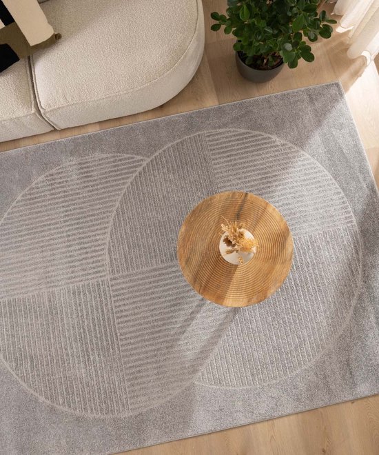 Scandinavisch vloerkleed - Contour Circle grijs 120x170 cm