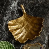 HOMLA Gingko Decoratief Dienblad - Keramisch Dienblad in de vorm van een Blad Dienblad voor Koffie Thee of Dessert - Esthetisch Design Goud 23x23x6 cm