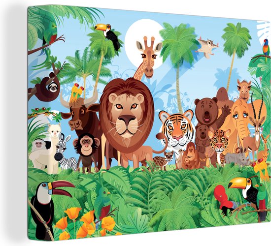 Canvas Schilderij Tropisch - Dieren - Natuur - Jongen - Meiden - Kind - 120x90 cm - Wanddecoratie