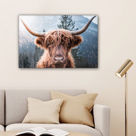 Décoration murale - Highlander écossais - Montagnes - Portrait - Peinture sur toile - 150x100 cm