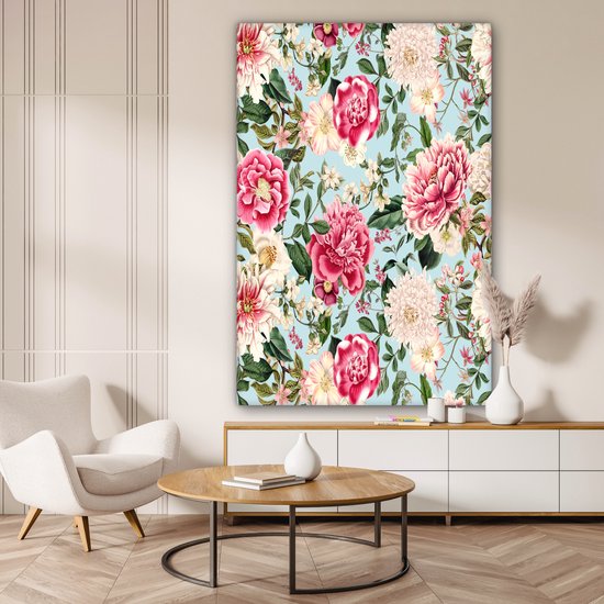 Peintures sur Toile Fleurs - Rose - Motif - 120x180 cm - Décoration murale XXL