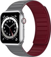 Siliconen bandje - geschikt voor Apple Watch Series 1/2/3/4/5/6/7/8/9/SE/SE 2 met case size 38 mm / 40 mm / 41 mm - grijs/bordeaux