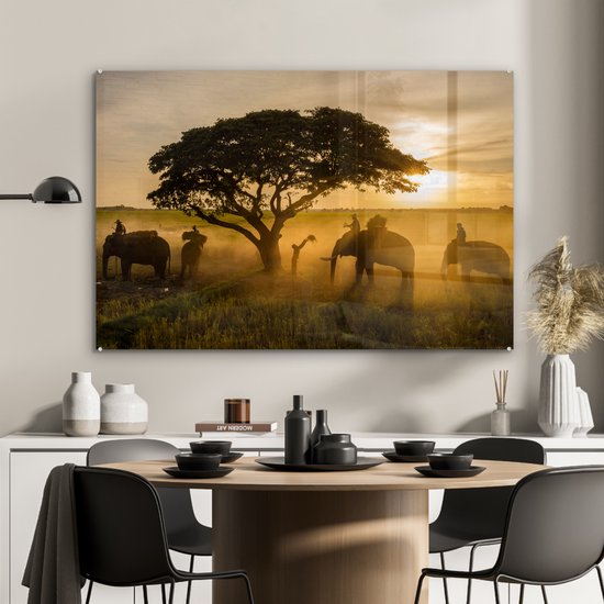 MuchoWow® Peinture sur verre 120x80 cm - Peinture sur verre acrylique - Changwat Surin, Thaïlande - Photo sur verre - Peintures