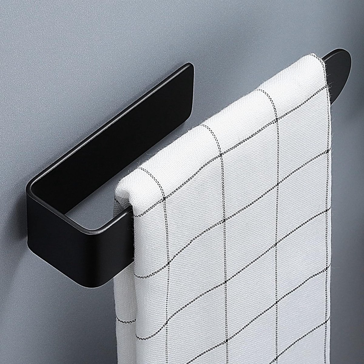 Towel Rail No Drilling Black - 20 cm Towel Rail Self-Adhesive Bath Towel Holder for Bathroom Kitchen SUS 304 Stainless Steel