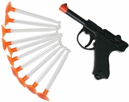 Pistolet plastique jouet + 3 fléchettes ventouse