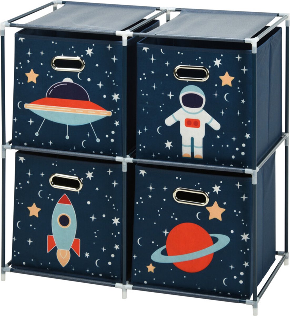 Storage solutions Opbergrek 2-laags - met manden - metaal - 68 x 35 x 70 cm - ruimte thema